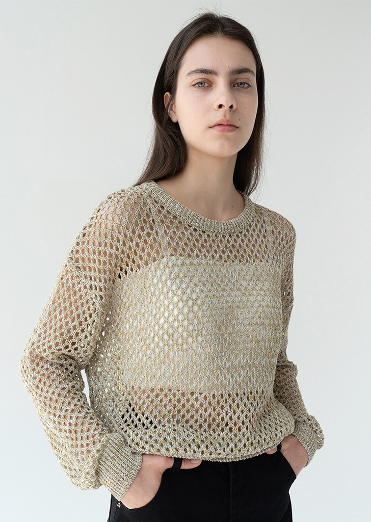 20HS Linen Crochet Knit_Light Khaki