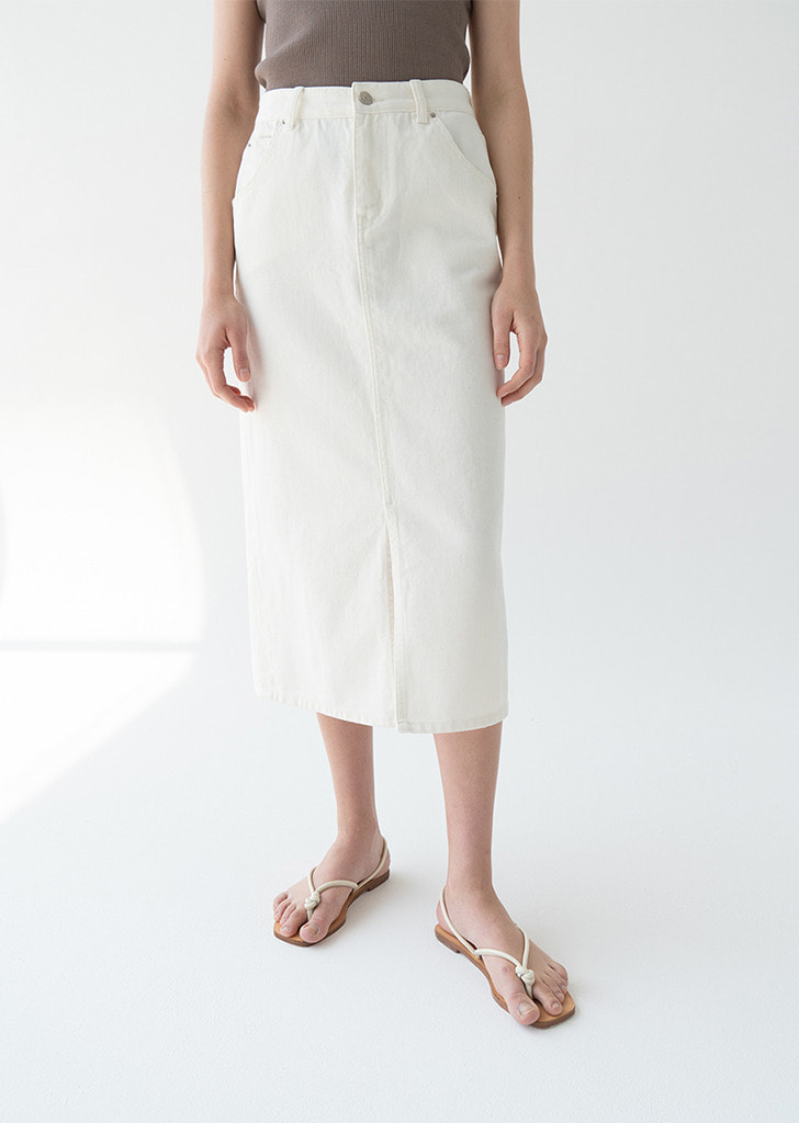 20HS Cotton Slit Skirt_Ivory