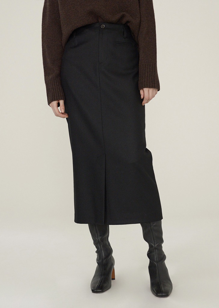 [리퍼브] 20WT Wool Coin Pocket Skirt_Black