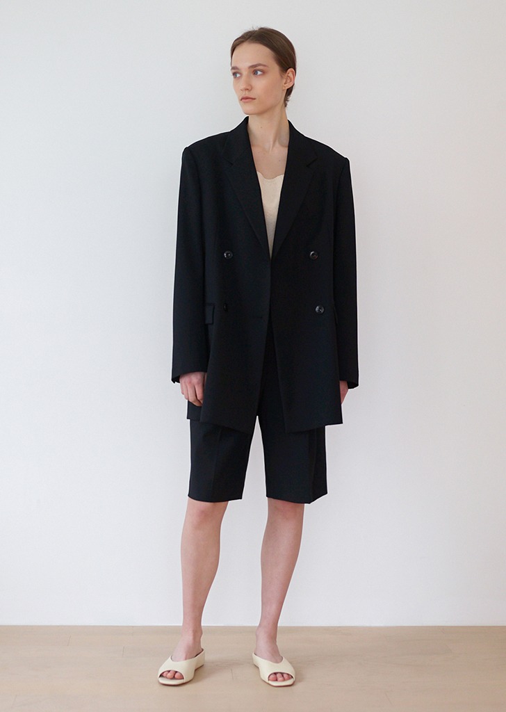 21SS Oversize Double Breasted Jacket Black