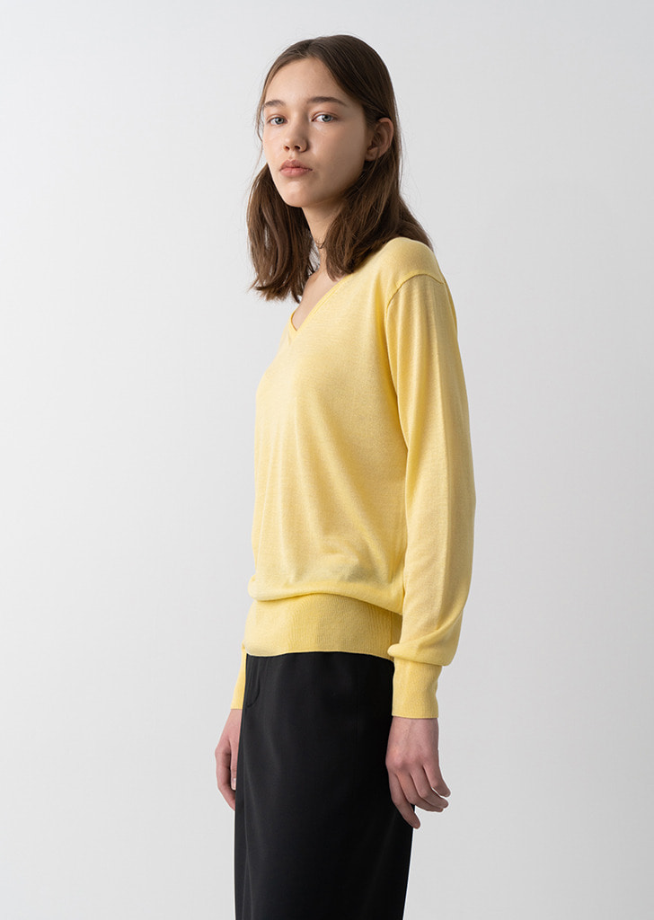 20SS Silk V-Neck Knit_Yellow