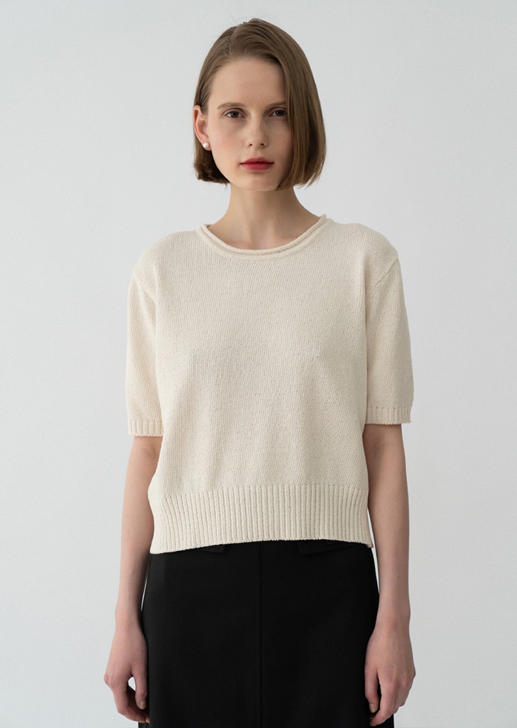 21HS Cotton Short-sleeves Knit Cream